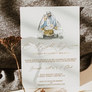 Invitation religieuse de Noël - Invitation à la fête de Noël de l’église - Invitation de Noël chrétienne - Invitation de Noël de l’Enfant Jésus