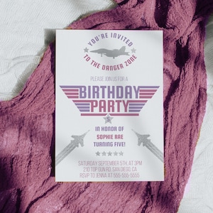 Fighter Pilot Invitation for Girls - Fighter Jet Girls Invitation - Girls Airplane Invitation - Fighter Pilot Invitation - Flight Crew Theme