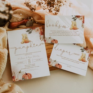 Invitation automne Winnie l'ourson - Suite d'invitation citrouille ourson - Livres pour bébé Carte Winnie l'ourson - Winnie l'ourson Diaper Raffle Invite