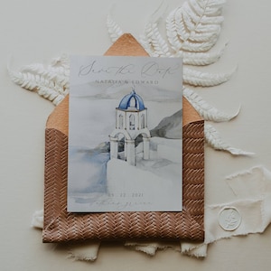 Greece Wedding Save the Dates - Watercolor Greece Save the Date - Athens Wedding Invitation - Greece Destination Wedding - Save the Date