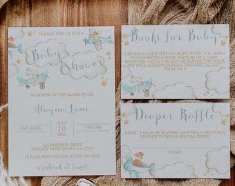 Vintage Airplane Theme Baby Shower Invitation - Airplane Baby Shower Invite - Boy Airplane Baby Shower Invitation - Boho Vintage Baby Shower