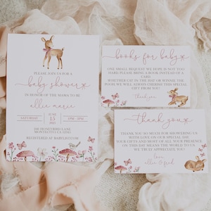 Oh Deer Baby Shower Invitation - Deer Baby Shower Bundle - Woodland Baby Shower Invite - Floral Deer Woodland Baby Shower Invitation Bundle