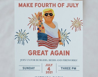 Trump Invito del quarto di luglio - Rendi di nuovo grande il quarto di luglio - Invito patriottico del quarto di luglio - Invito del Partito Repubblicano - Trump