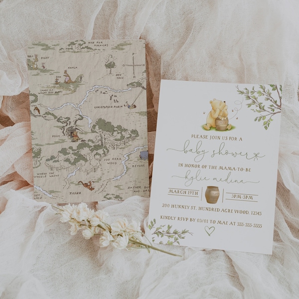 Winnie the Pooh Baby Shower Invitation - Winnie the Pooh Suite - Classic Winnie the Pooh Theme - Vintage Winnie the Pooh Baby Shower Invite