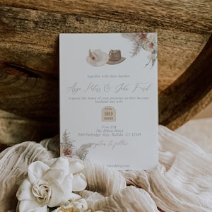 Pampas Wedding Invitation - Boho Pampas Wedding Invitation - Neutral Boho Pampas Invitation - Western Boho Invitation - Pampas Boho Neutral