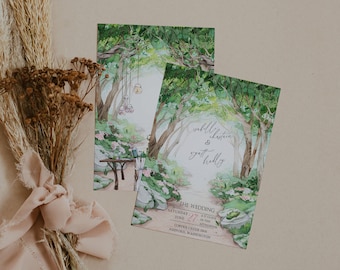 Garden Wedding Invitation Template - Forest Wedding Invitation - Spring Wedding Invitation - Instant Download Wedding Invitation - Editable