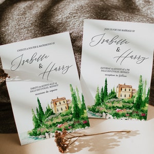 Italian Landscape Wedding Invitation - Invito di Nozze - Invito di Matrimonio - Italy Wedding Invitation - Italy Elopement Invitation