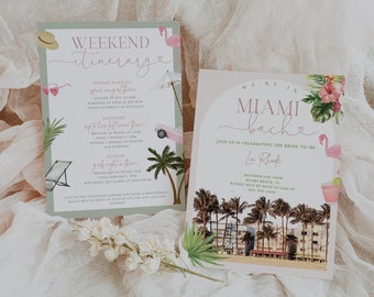 Miami Bachelorette Invitation - Miami Girls Trip Invitation - Miami Bachelorette Itinerary - Miami Bachelorette Weekend - Miami Invitation