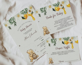 Winnie the Pooh Baby Shower Invitation - Classic Winnie the Pooh Baby Shower Invitation - Vintage Pooh Baby Shower Invitation - Bee Themed