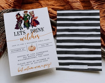 Girls Halloween Night Invitation - Witch Halloween Party Invitation - Halloween Invitation - Witch Themed Invitation - Halloween Party