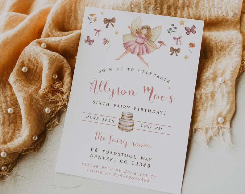 Fairy Garden Birthday Invitation Girls Fairy Birthday Invitation Boho Fairy Birthday Invitation Digital Birthday Invitation