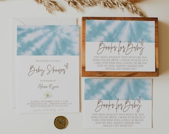 Blue Tie Dye Baby Shower Invitation - Baby Blue Tie Dye Baby Shower Party - Blue Watercolor Tie Dye Bridal Shower Invitation - Tie Dye Invit