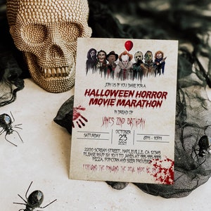 Horror Movie Birthday Invitation - Halloween Horror Invitation - Halloween Scary Movie Invitation - Scary Movie Night Invite - Halloween