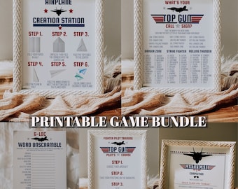 Fighter Pilot Theme Printable Games - Airplane Theme Party Games - Boys Printable Party Game - Airplane Maker - Pilot Certificate Printable