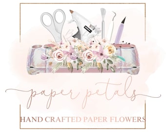 Paper Florist Logo - Paper Crafter Logo - Cricut Paper Flower Creator Logo - Cardstock Flower Maker Logo - Crafty Cricut Creator Logo - Logo