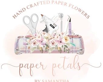 Paper Flower Maker Logo - Paper Flower Creator Logo - Cardstock Flower Creator Logo - Cricut Flower Maker Logo - Crafty Premade Logo Design