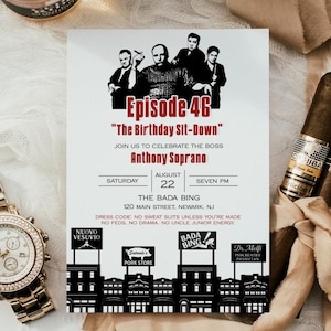 The Sopranos Birthday Invitation - Sopranos Invitation - Mobster Invitation - Mob Party Invitation - Mens Birthday Invite - Bada Bing Invite