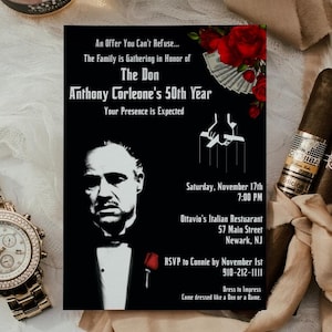 The Godfather Birthday Invitation - Mafia Birthday Invitation - Mob Birthday Invite - Godfather Invitation - Gangster Birthday Invitation