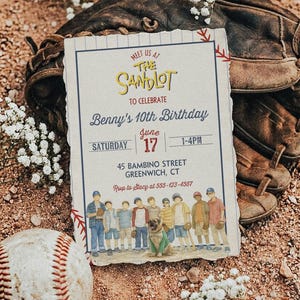The Sandlot Birthday Invitation - Vintage Sandlot Birthday Invitation - Baseball Birthday Invitation - Boys Vintage Baseball Birthday Invite