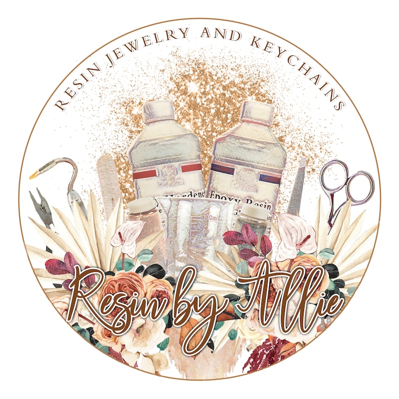 Resin Crafter Business Logo Boho Resin Keychain Business Etsy