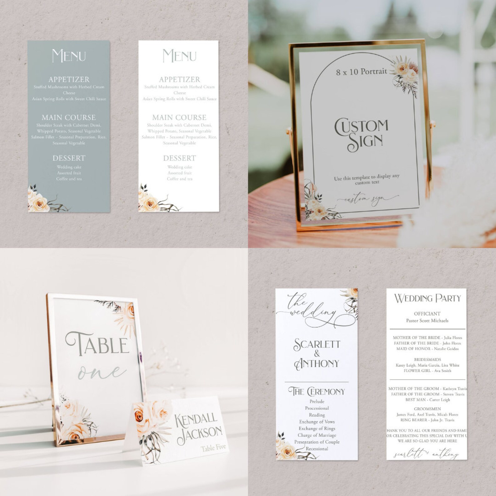 Dusty Blue and Sage Green Wedding Invitation Bundle Boho - Etsy