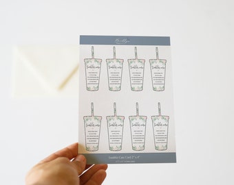 Tumbler Care Card Print and Cut - Instrucciones de Tumbler Care Imprimibles - Descarga instantánea Tumbler Care Cards - Cold Cup Care Card Imprimible