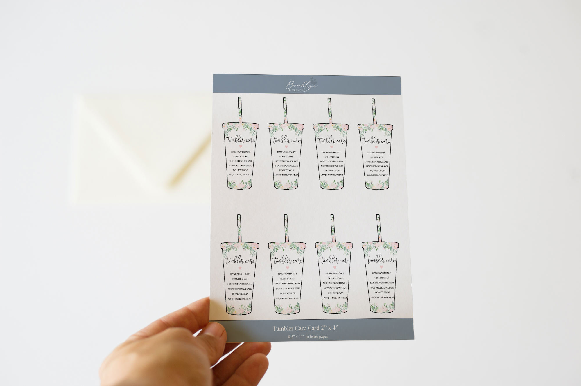 Tumbler Care Card Print and Cut - Tumbler Care Instructions Imprimable - Téléchargement instantané Tumbler Care Cards - Cold Cup Care Card Imprimable
