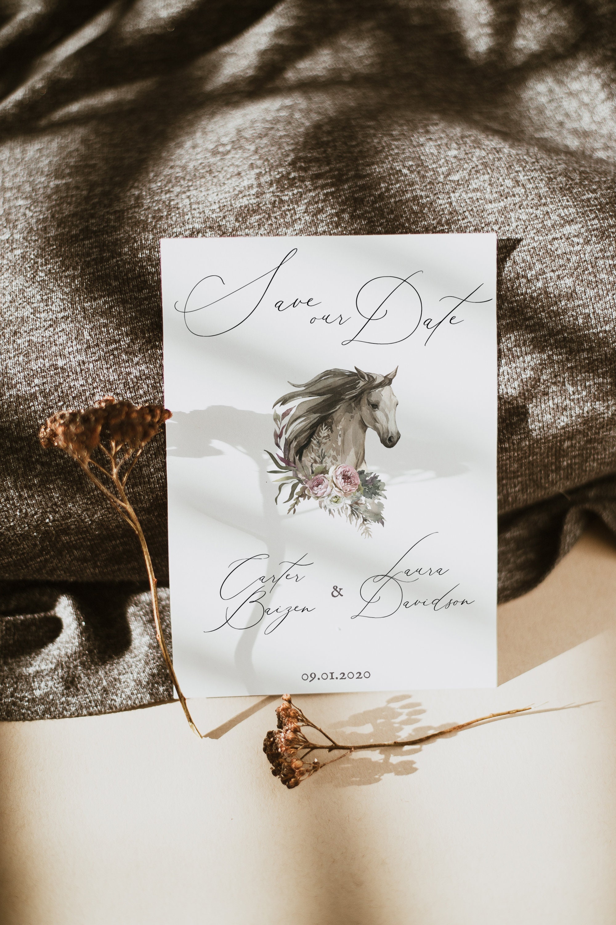 Buy Equestrian Wedding Save the Date Horse Wedding Save the Date  