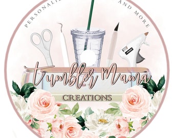 Logo de gobelet floral - Girly Tumbler Business Logo - Instagram Tumbler Business Logo - Etsy Tumbler Business Logo - Logo de gobelet personnalisé