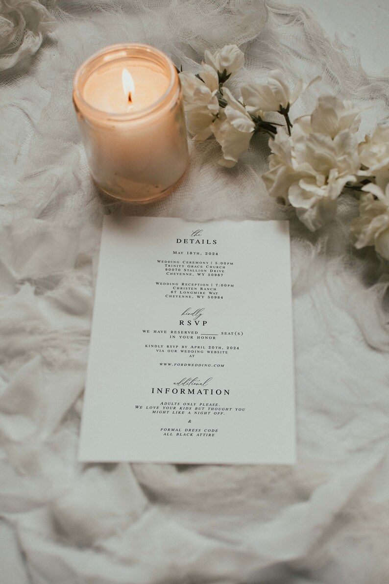 Simple Wedding Invitation - Classic Wedding Invitation - Intimate Wedding Invitation - Timeless Wedding Invitation - Classy Wedding Invite image 3