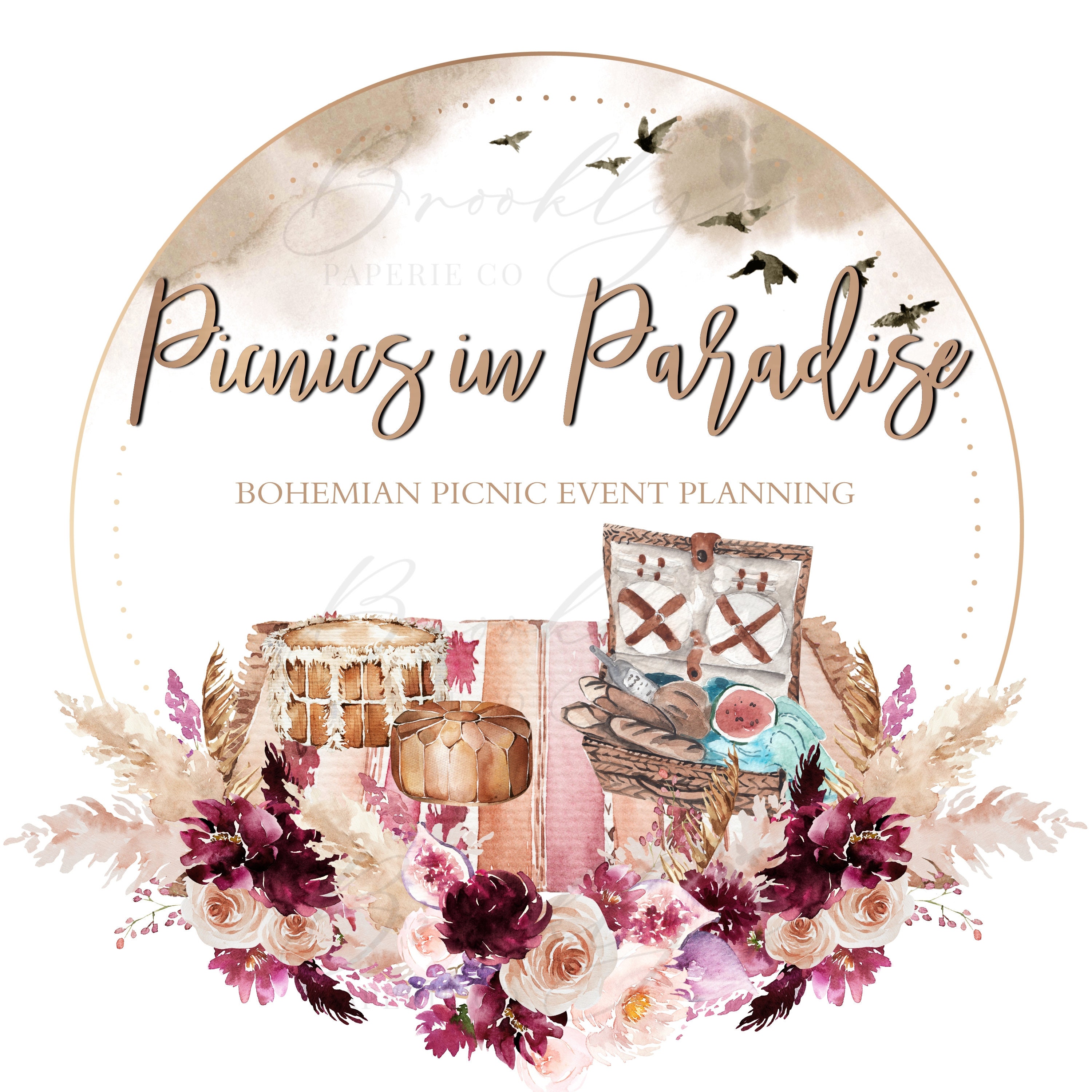 Boho Picnic Business Logo Picnic Logo Charcuterie Business Etsy