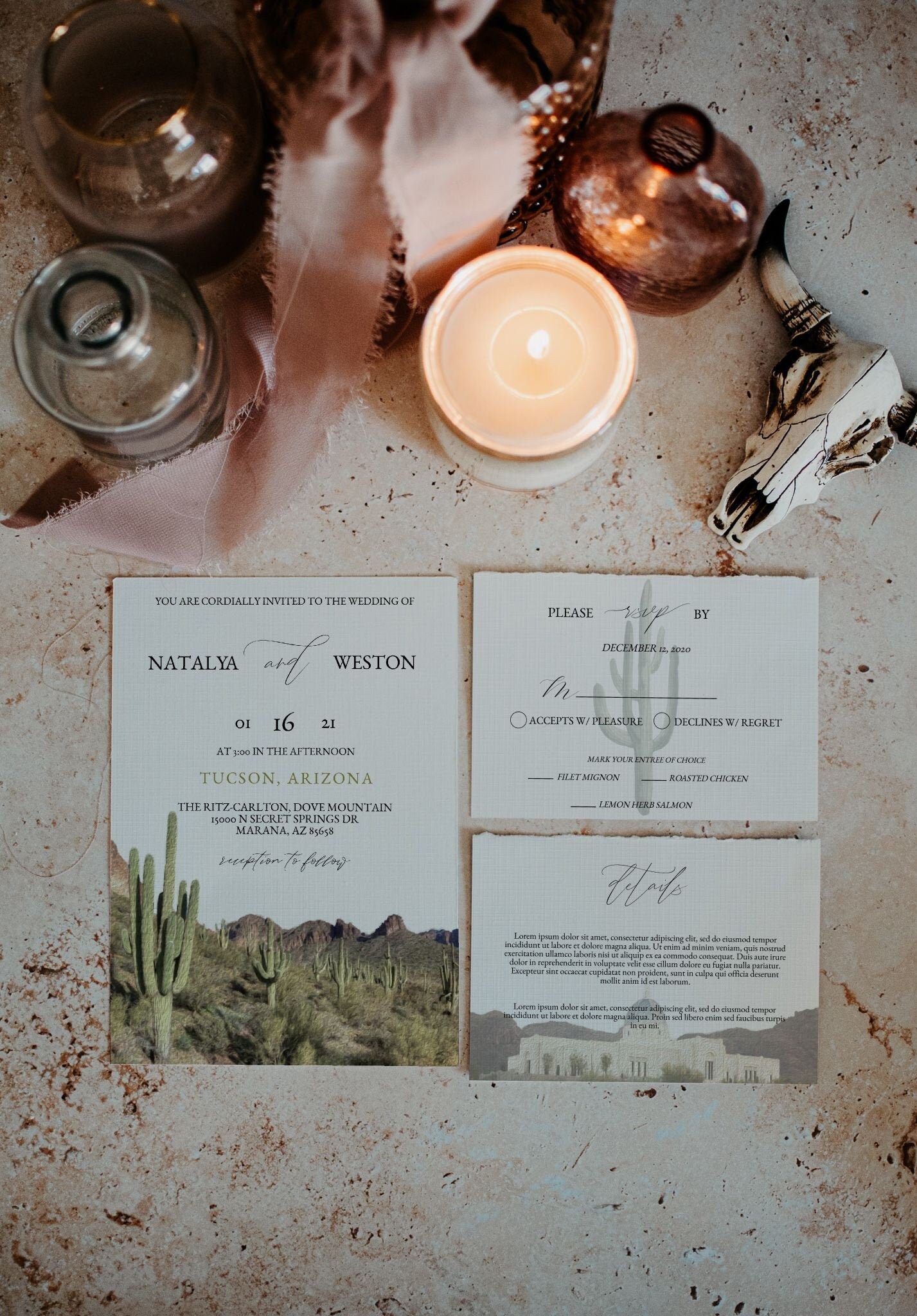 Tucson Arizona Destination Wedding Invitation