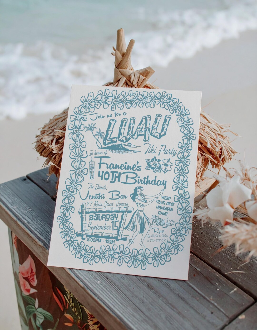 Hawaiian Birthday Invitation - Tropical Birthday Invitation - Hula ...