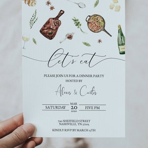 Dinner Party Invitation Classy Dinner Party Invitation Rehearsal Dinner Invitation Birthday Dinner Invitation Family Dinner Invite image 2