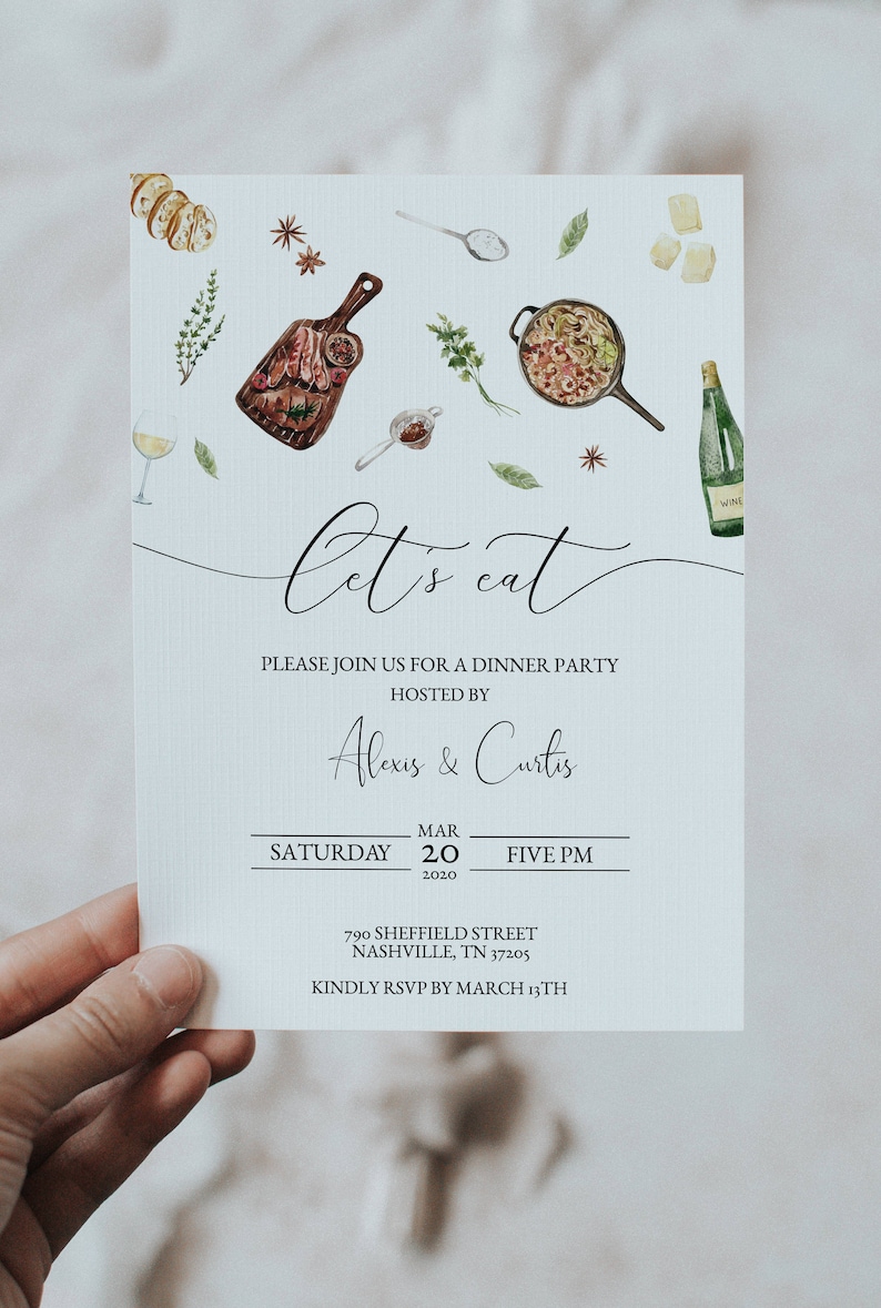 Dinner Party Invitation Classy Dinner Party Invitation Rehearsal Dinner Invitation Birthday Dinner Invitation Family Dinner Invite image 2