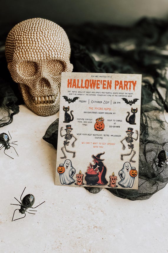 Nostalgic Halloween Party Invitation - Retro Halloween Invite - Vintage Halloween Invitation - 90s Halloween Invitation - 80s Halloween Vibe