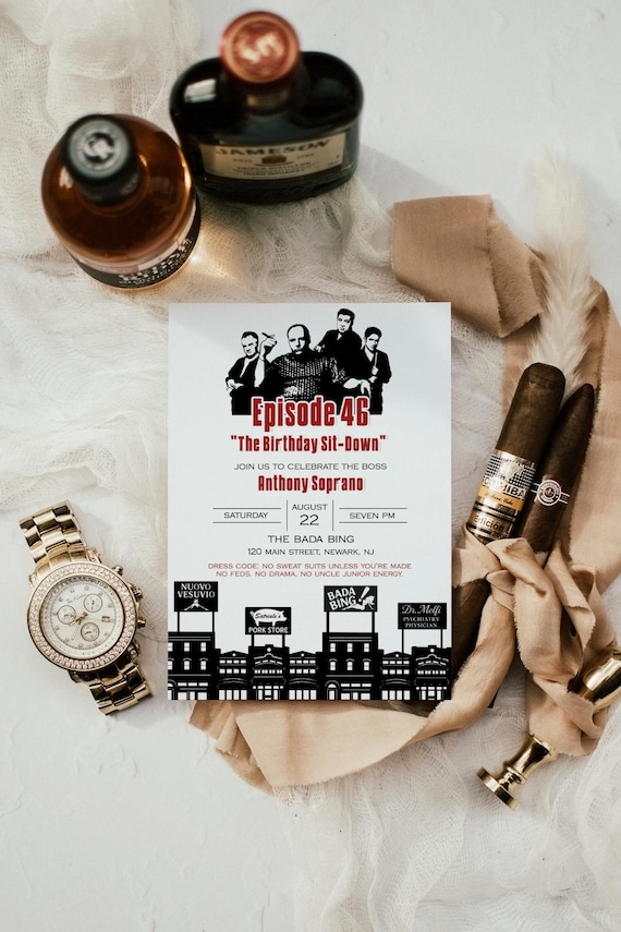 Gangster Birthday Invitation - Badabing Invitation - Mobster Invitation - Mob Party Invitation - Mens Birthday Invite - Bada Bing Invite