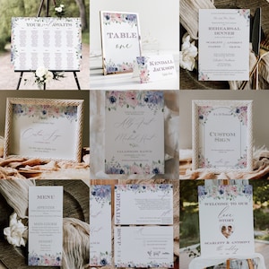 Sukkulenten Hochzeitseinladung - Mauve Sukkulenten Einladung - Lila Sukkulenten Einladung - Großes Hochzeits Template Bundle - Florale Hochzeit Inv