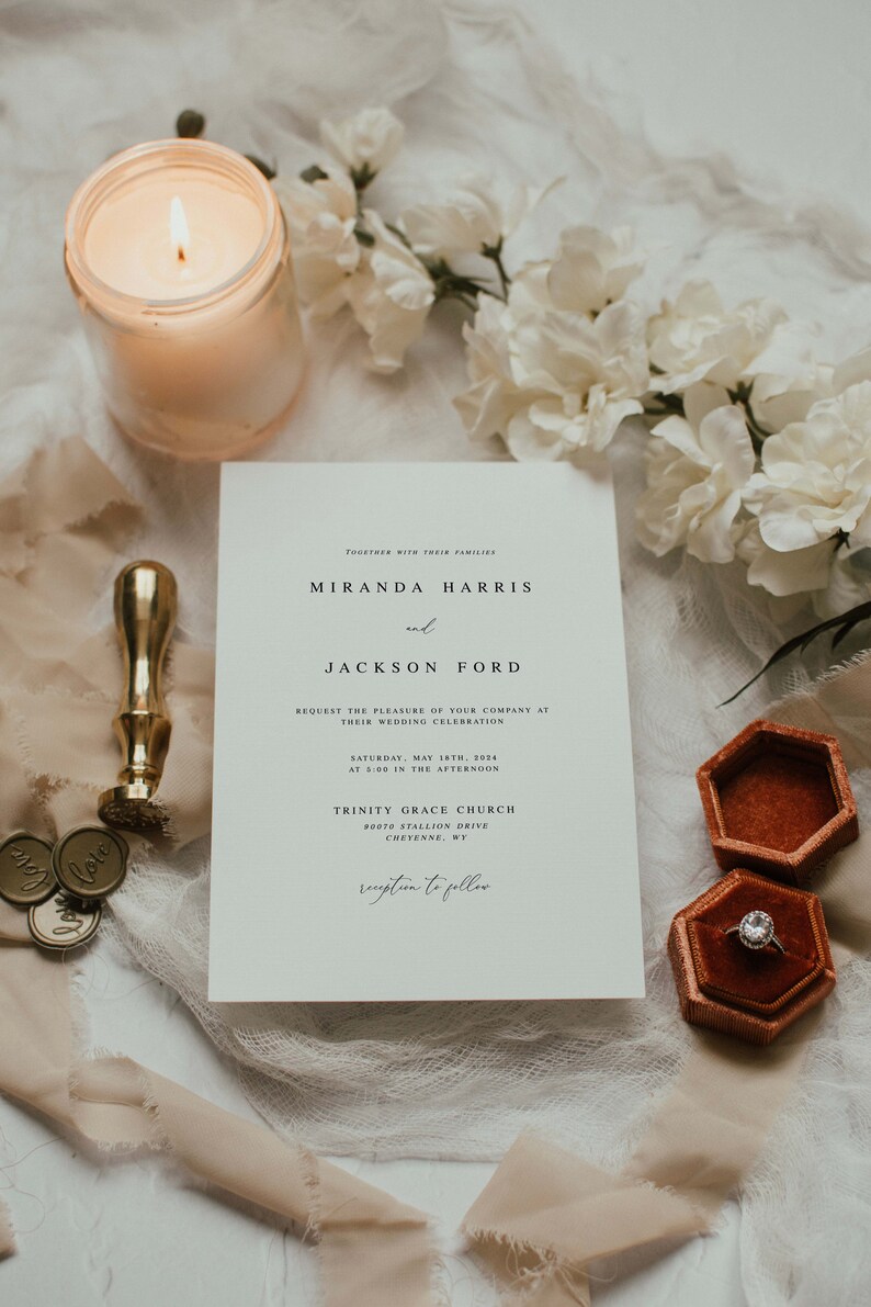 Simple Wedding Invitation - Classic Wedding Invitation - Intimate Wedding Invitation - Timeless Wedding Invitation - Classy Wedding Invite image 2