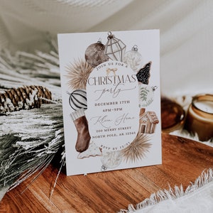 Neutral Christmas Invitation Cozy Christmas Card Christmas Party Invitation Holiday Party Invitation Template Christmas Template image 2