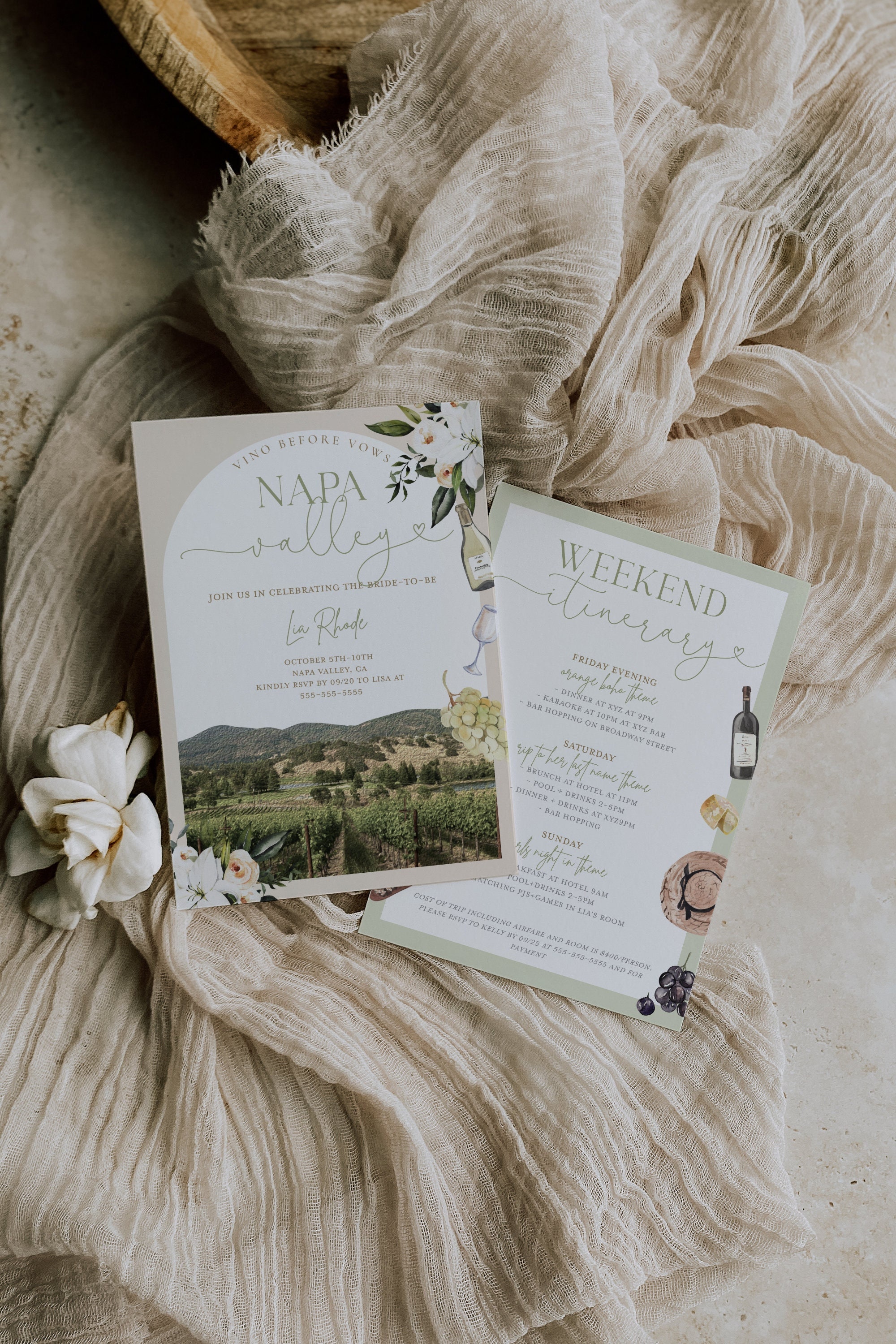 Napa Valley Bachelorette Invitation - Napa Bachelorette - Vineyard Bachelorette - Napa Invitation - Napa Valley Bridal Invitation - Winery