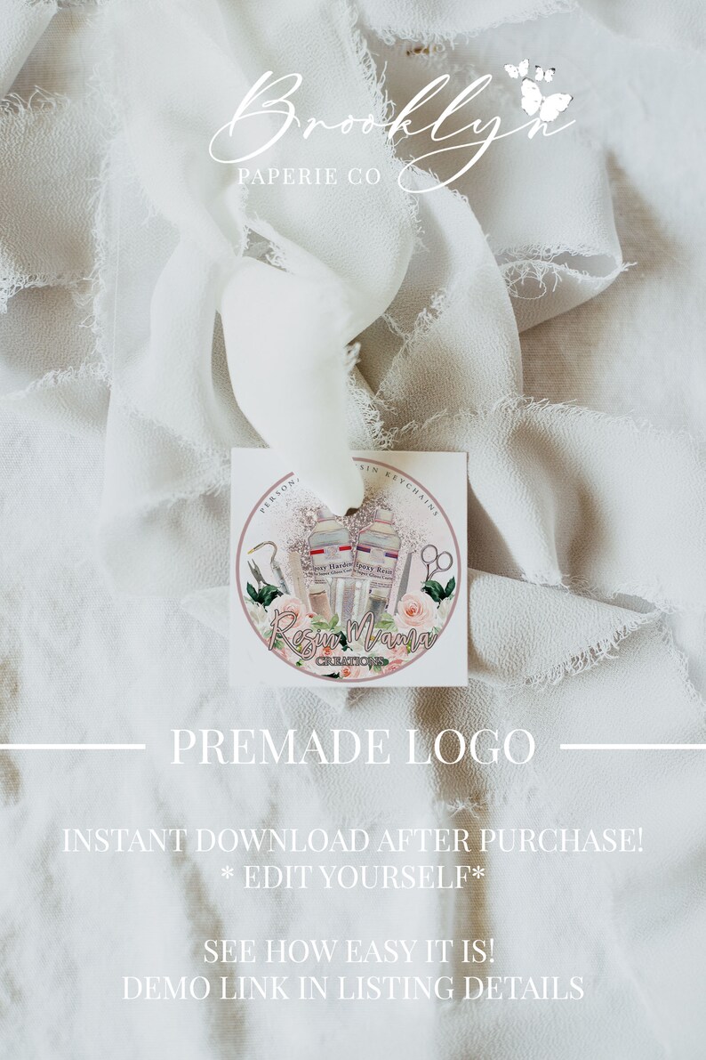 Floral Resin Business Logo - Resin Jewelry Business Logo - Resin Crafter Business Logo - Resin Instagram Shop Logo - Resin Keychain Logo image 4