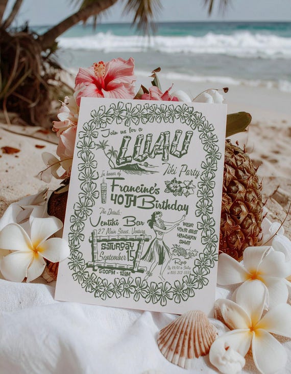 Retro Tiki Invitation - Luau Party Invitation - Tiki Bar Invitation - Hawaiian Luau Invitation - Editable Tropical Invitation - Luau Evite