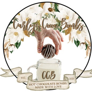 Hot Chocolate Bomb Business Logo - Hot Chocolate Bomb Creator Logo - Hot Cocoa Bomb Baker Logo - Hot Chocolate Logo - Home Bakery Logo Corjl
