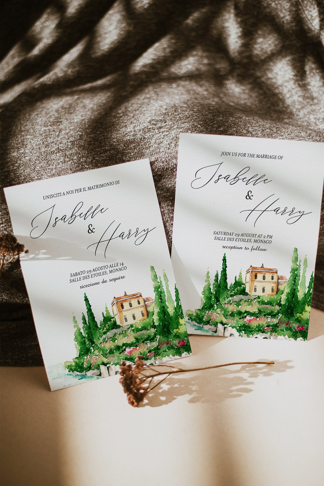 Italian Landscape Wedding Invitation Invito Di Nozze Invito Di