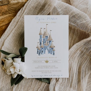 Prince Birthday Invitation - Blue Castle Birthday Invitation - Modern Prince Invitation - Castle Prince Invitation - Fairytale Birthday Inv