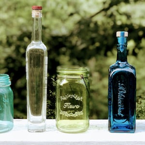 Glass Botella Fotografía, Mason Jar Foto Digital, Azul y Verde Vidrio Foto