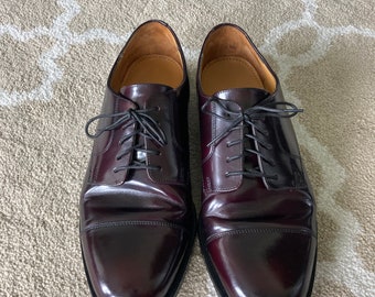 COLE HAAN 02702 Men Burgundy Brown Leather Cap Toe Oxford Dress Shoe 10.5D EUC