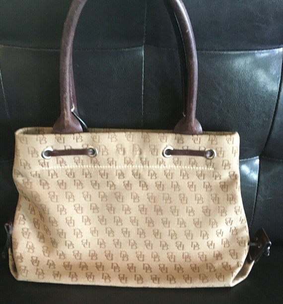 Dooney Bourke Mini Tassel Tote H538K BN Brown Fabric Leather