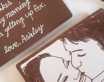 Custom portrait Chocolate and Letter Chocolate Bar, gift for couple, Personalized gift, valentine's day chocolate, Personalized chocolate